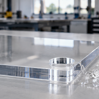 Acrylic sheet with a drilled hole and a precision drill bit on a fabrication bench