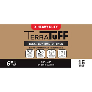 Terratuff Extra Heavy Duty 6mil Contractors Bags - 33" x 48"