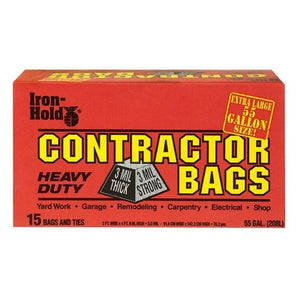 Iron Hold Contractor Bags 55Gal 15-Pack