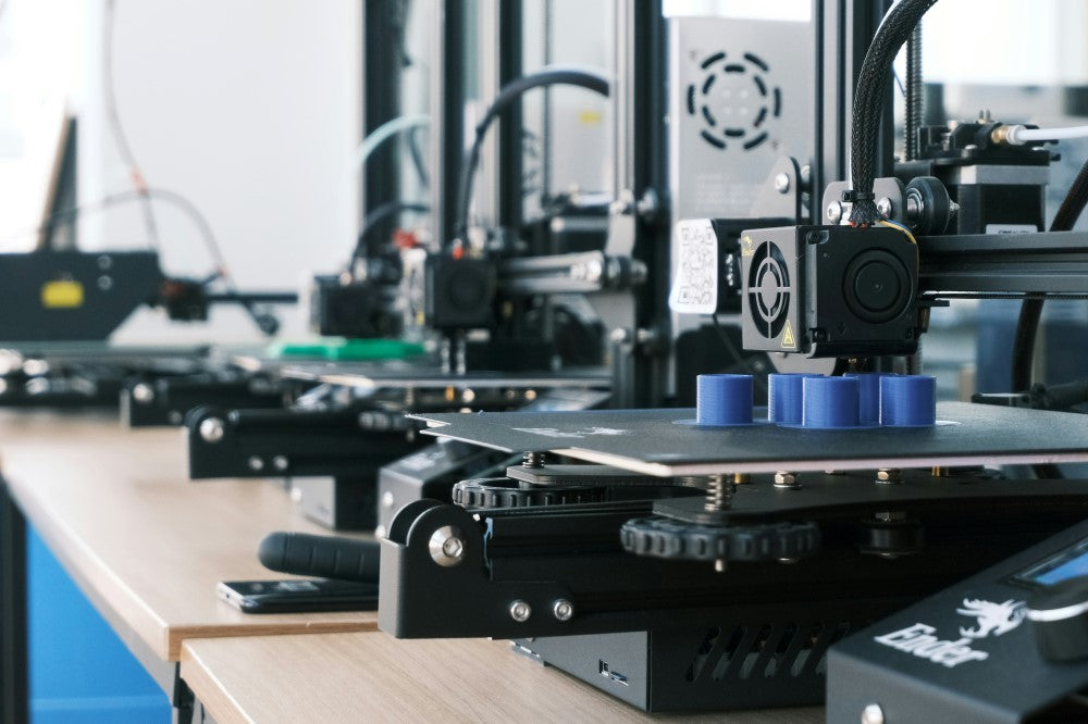 
A group of filament 3D printers