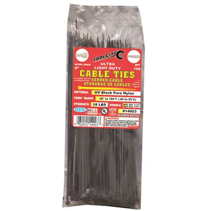 Tool City Cable Tie Ultra Light Duty Black 14003 8"