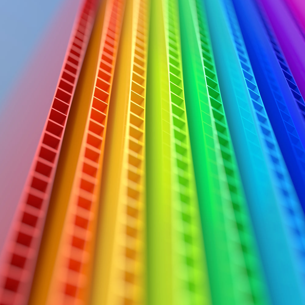 multiple sheets of colored fluted polypropylene
