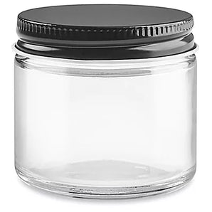 Glass Jar W/Black Metal Lid- 2 Oz