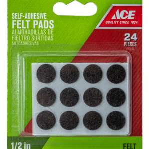 Ace Felt Pads 1/2In Brown 5021985