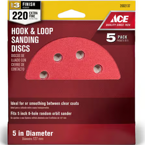 Ace Hook & Loop Sand Disc - 5pk 220G 2002137