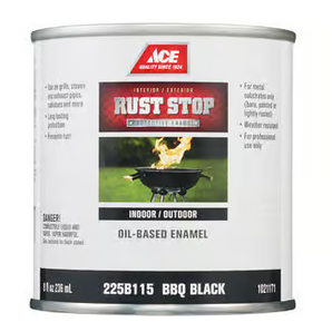 Ace Rust Stop Indoor/Outdoor Heat Resistant Enamel Bbq Paint - Black - Gloss - 1/2 Pint