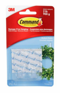 3M Command Med Hooks Clear 2pk 17091Clr