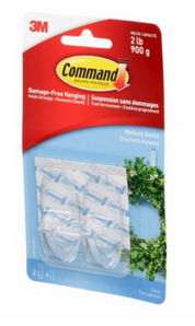 3M Command Med Hooks Clear 2pk 17091Clr