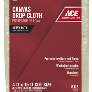 Ace Drop Cloth Cotton Canvas 8Oz-4Ft X 15Ft