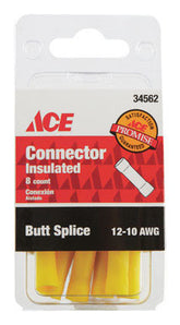 Ace Insulated Wire Butt Splice Connector Yellow 10pk 34562