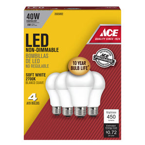 Ace Led Light Bulb A19 Sw 4-Pack