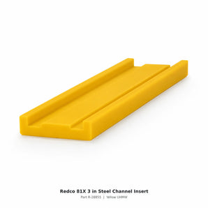 Redco 81X UHMW 3 inch steel channel insert R-28855 dimensioned end view in yellow