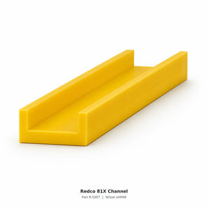 Redco 81X UHMW chain channel R-5007 dimensioned end view in yellow