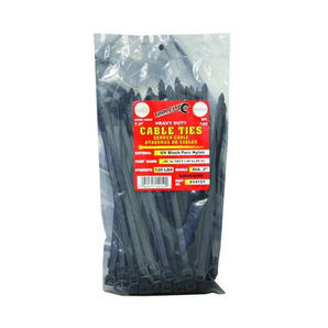 UV Black 7.9" Heavy Duty Cable Ties - 100 Pack